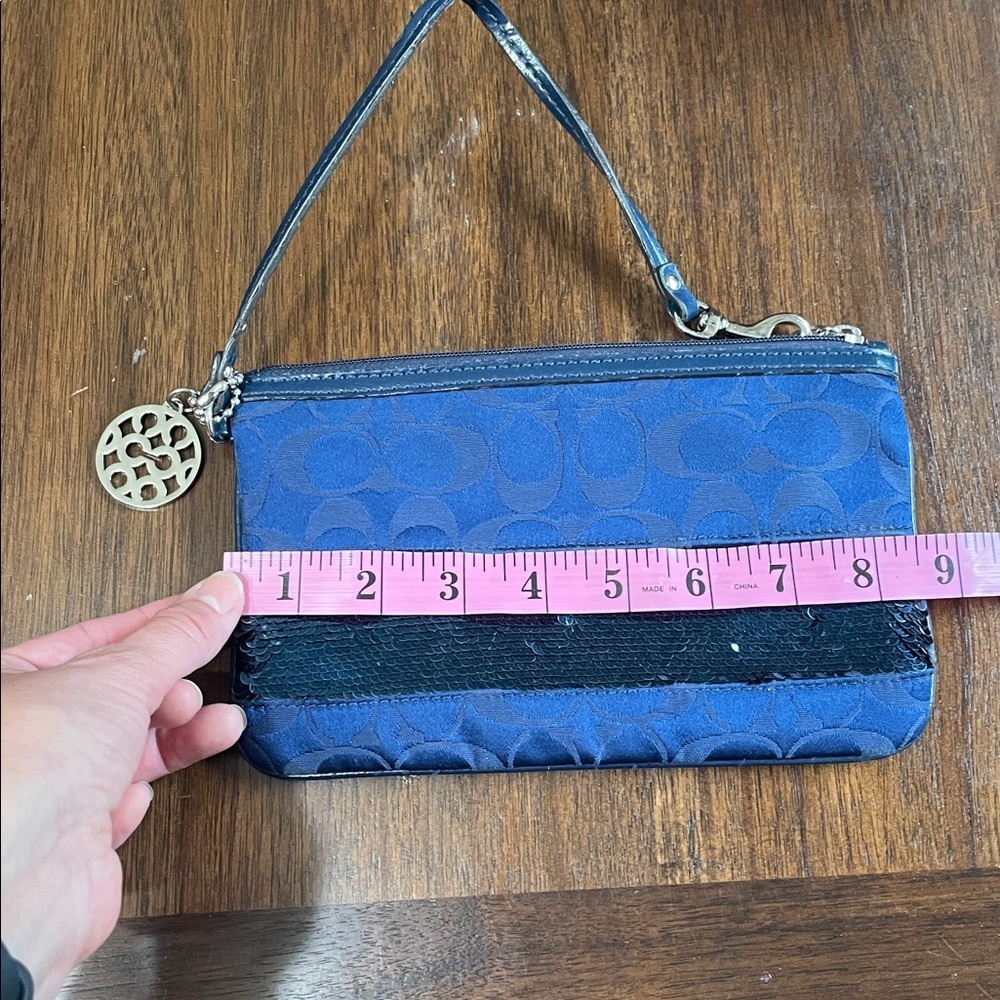 Coach Blue Sequin Signature Wristlet - Picture 7 of 8